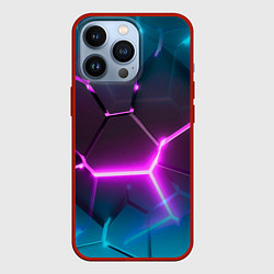 Чехол iPhone 13 Pro Голубые и розовые неоновые плиты в разломе
