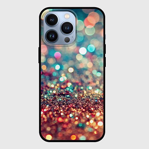 Чехол iPhone 13 Pro Блестяшки боке / 3D-Черный – фото 1