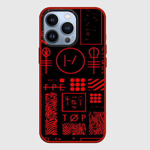 Чехол iPhone 13 Pro Twenty one pilots pattern rock / 3D-Красный – фото 1