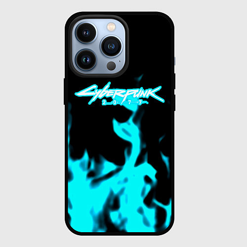 Чехол iPhone 13 Pro Cyberpunk neon flame / 3D-Черный – фото 1