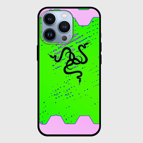 Чехол iPhone 13 Pro Razer pattern geometry / 3D-Черный – фото 1