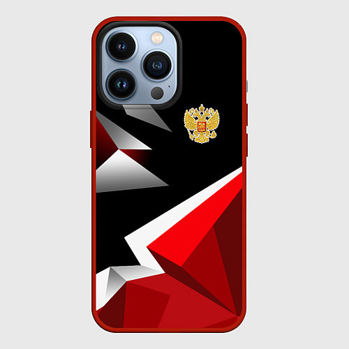 Чехол iPhone 13 Pro Russia uniform - красный и черный / 3D-Красный – фото 1