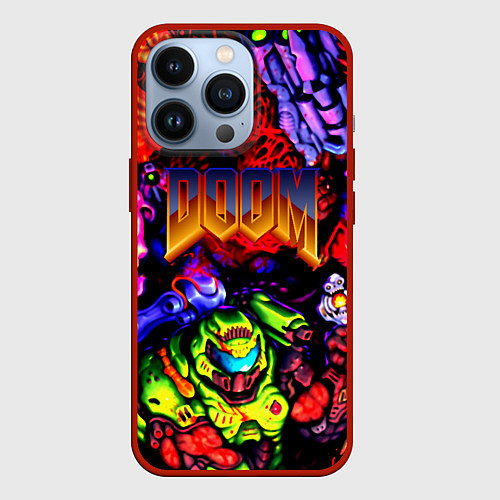 Чехол iPhone 13 Pro Doom game demons / 3D-Красный – фото 1