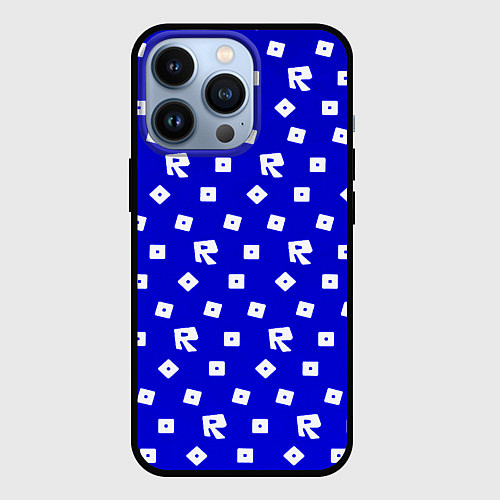 Чехол iPhone 13 Pro Roblox blue pattern / 3D-Черный – фото 1
