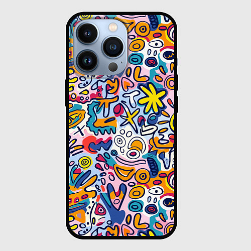 Чехол iPhone 13 Pro Солнце и морские звёзды абстракция / 3D-Черный – фото 1