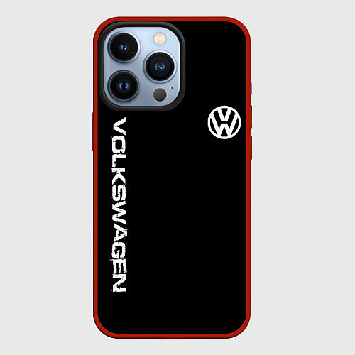 Чехол iPhone 13 Pro Volkswagen logo white / 3D-Красный – фото 1