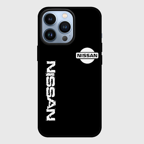 Чехол iPhone 13 Pro Nissan logo white auto / 3D-Черный – фото 1