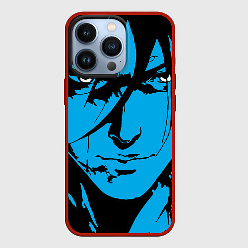 Чехол iPhone 13 Pro Лицо самурая в стиле манга - manga guy / 3D-Красный – фото 1