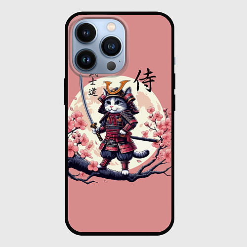 Чехол iPhone 13 Pro Kitten samurai - bushido ai art / 3D-Черный – фото 1