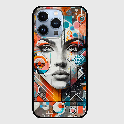 Чехол iPhone 13 Pro Лицо прекрасной девушки - граффити / 3D-Черный – фото 1