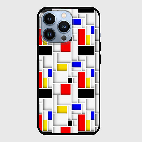 Чехол iPhone 13 Pro Геометрия цветных Пит Мондриан / 3D-Черный – фото 1