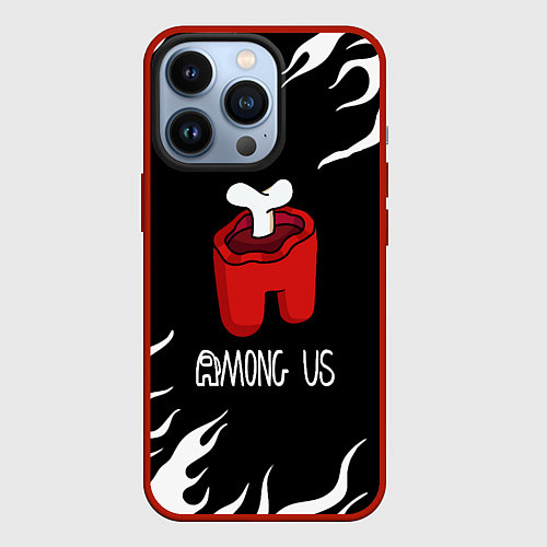 Чехол iPhone 13 Pro Among us fire game / 3D-Красный – фото 1