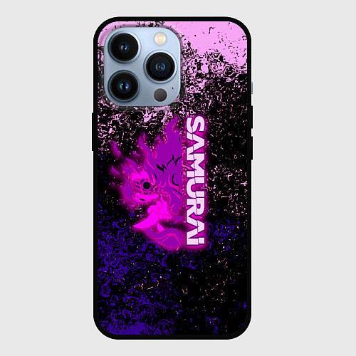 Чехол iPhone 13 Pro Samurai neon logo краски / 3D-Черный – фото 1