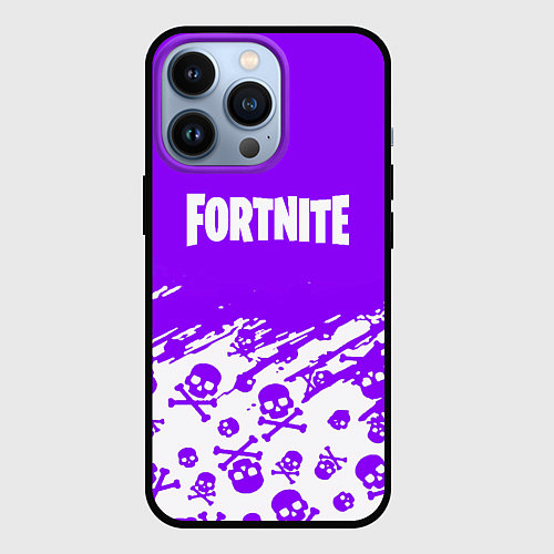 Чехол iPhone 13 Pro Fortnite skull pattern / 3D-Черный – фото 1