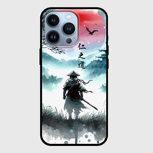 Чехол iPhone 13 Pro Japanese samurai - ghost of Tsushima / 3D-Черный – фото 1