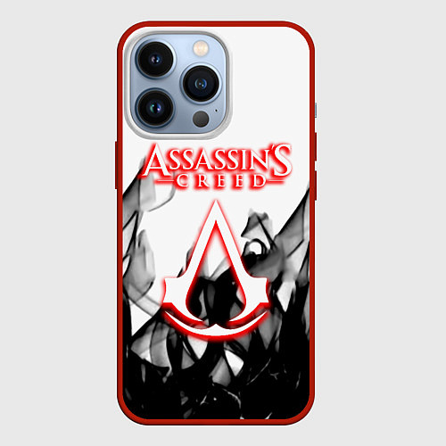 Чехол iPhone 13 Pro Assassins Creed огненное лого гейм / 3D-Красный – фото 1