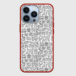 Чехол для iPhone 13 Pro Человечки и пришельцы, цвет: 3D-красный
