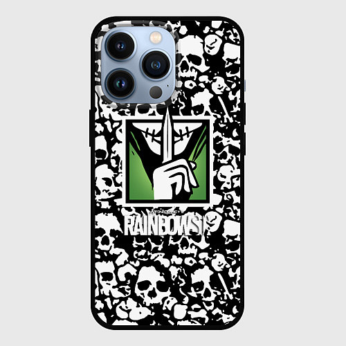 Чехол iPhone 13 Pro Rainbow six pattern skull / 3D-Черный – фото 1