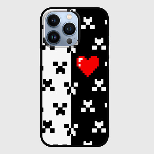 Чехол iPhone 13 Pro Minecraft pattern love / 3D-Черный – фото 1