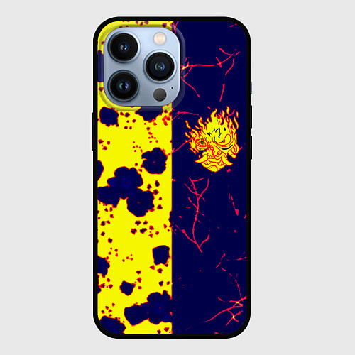 Чехол iPhone 13 Pro Cyberpunk лого текстура / 3D-Черный – фото 1