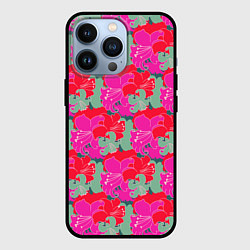 Чехол iPhone 13 Pro Красные синие желтые цветы лилии