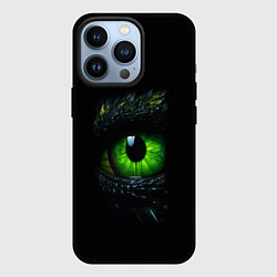 Чехол для iPhone 13 Pro Глаз дракона змеи зеленого цвета: символ 2025 Ново, цвет: 3D-черный