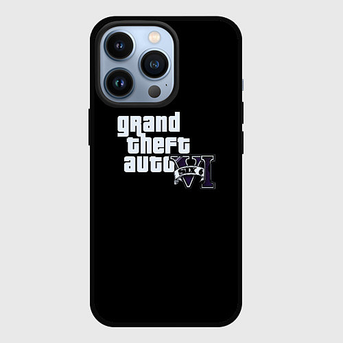 Чехол iPhone 13 Pro GTA 6 logo vice city / 3D-Черный – фото 1