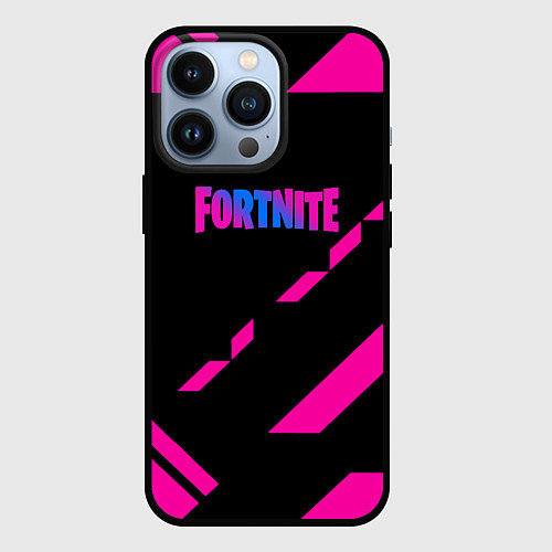 Чехол iPhone 13 Pro Fortnite geometry pink / 3D-Черный – фото 1