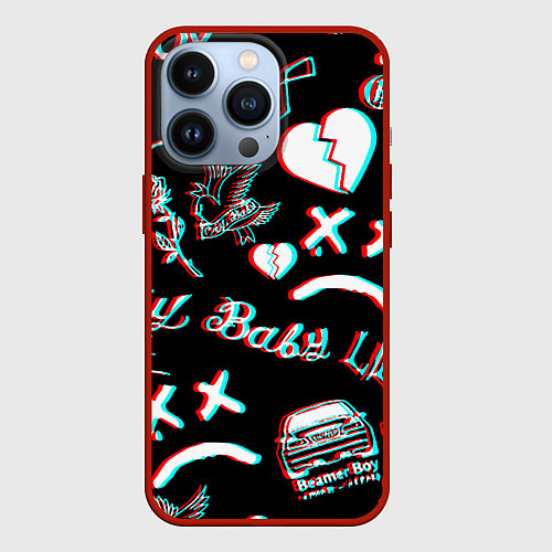 Чехол iPhone 13 Pro Lil Peep logo glitch / 3D-Красный – фото 1