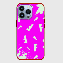 Чехол для iPhone 13 Pro Fortnite pattern pink, цвет: 3D-красный