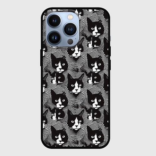 Чехол iPhone 13 Pro Коты в оптической иллюзии / 3D-Черный – фото 1