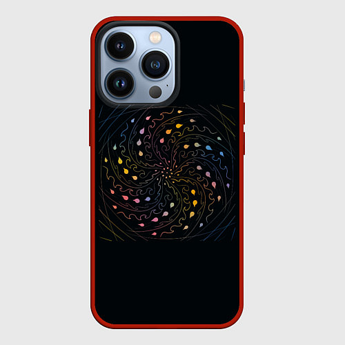 Чехол iPhone 13 Pro Мандала на черном фоне / 3D-Красный – фото 1