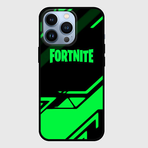 Чехол iPhone 13 Pro Fortnite geometry green / 3D-Черный – фото 1