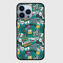 Чехол iPhone 13 Pro Ха-ха ничего себе - паттерн с рожицами