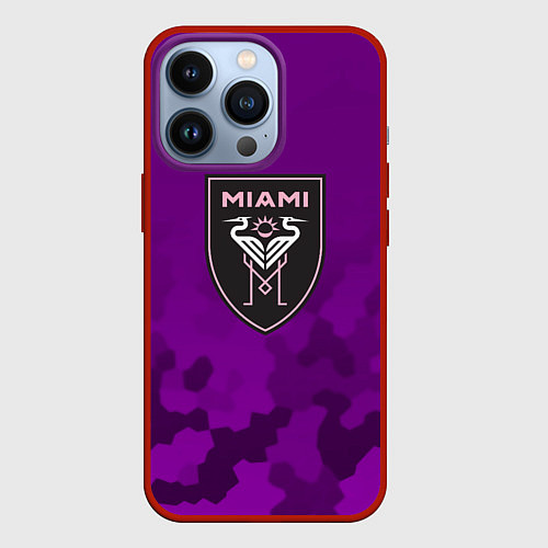 Чехол iPhone 13 Pro Inter Miami logo pattern / 3D-Красный – фото 1