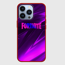 Чехол для iPhone 13 Pro Fortnite neon stripes angles logo, цвет: 3D-красный