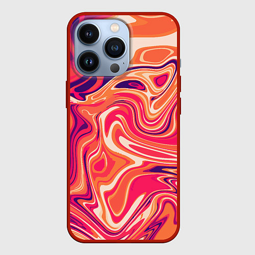 Чехол iPhone 13 Pro Абстракция кислотно мраморный фон / 3D-Красный – фото 1