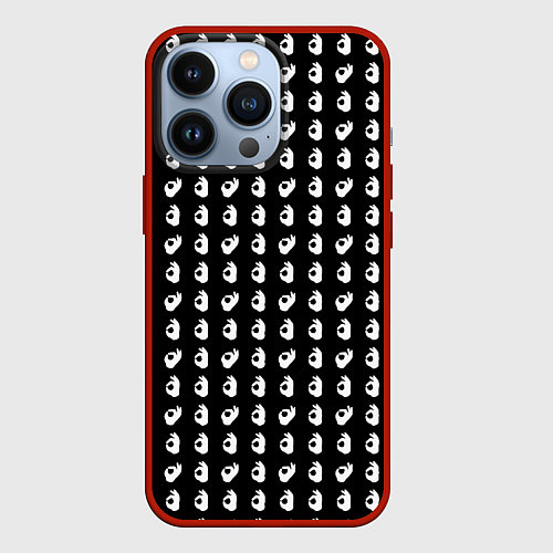Чехол iPhone 13 Pro Все ОК паттерн знак / 3D-Красный – фото 1