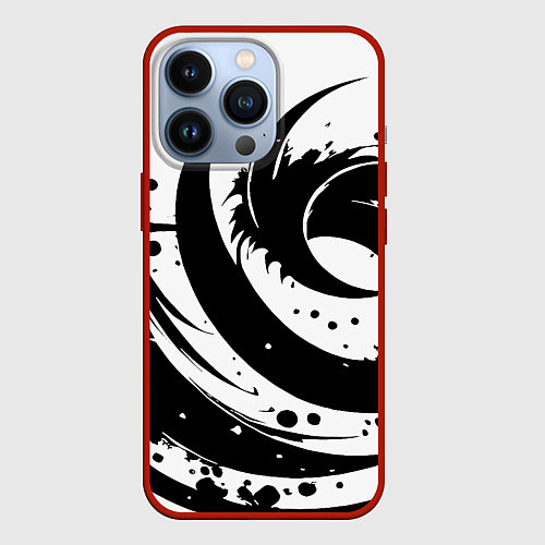 Чехол iPhone 13 Pro Ai art black and white abstraction / 3D-Красный – фото 1