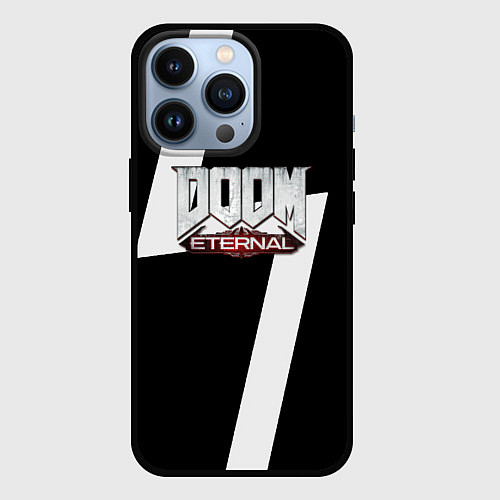 Чехол iPhone 13 Pro Doom eternal geometry white / 3D-Черный – фото 1