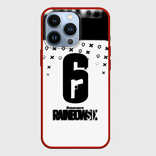 Чехол iPhone 13 Pro Rainbox six game pattern / 3D-Красный – фото 1