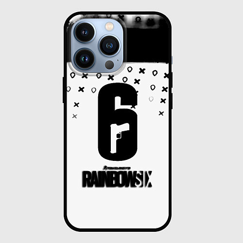 Чехол iPhone 13 Pro Rainbox six game pattern / 3D-Черный – фото 1