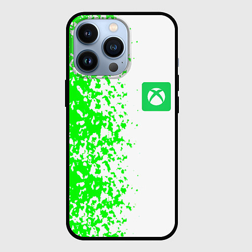 Чехол iPhone 13 Pro Xbox кислотные зеленые краски / 3D-Черный – фото 1