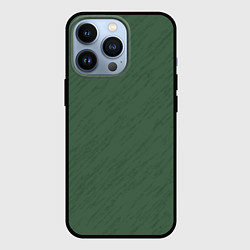 Чехол для iPhone 13 Pro Тёмно-зелёный однотонный текстурированный, цвет: 3D-черный