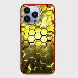 Чехол для iPhone 13 Pro Золотые соты, цвет: 3D-красный