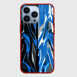 Чехол iPhone 13 Pro Синяя абстракция на чёрно-белом фоне