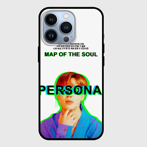 Чехол iPhone 13 Pro BTS Jimin Persona - кто я иероглифами / 3D-Черный – фото 1