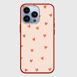 Чехол iPhone 13 Pro Разбросанные сердца - паттерн