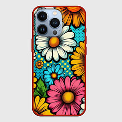 Чехол для iPhone 13 Pro Графический паттерн - Летние Цветы, цвет: 3D-красный