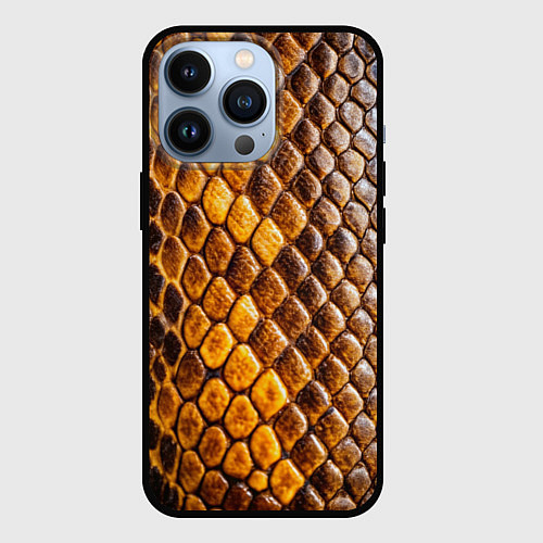 Чехол iPhone 13 Pro Текстурная кожа кобры / 3D-Черный – фото 1